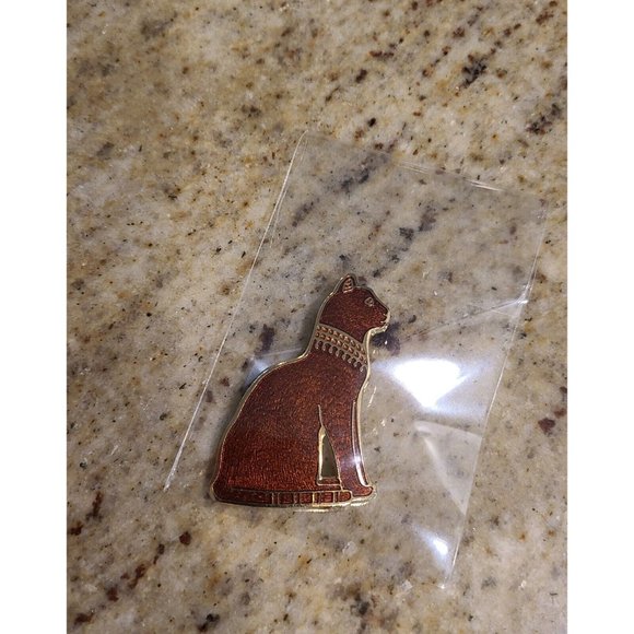 Fish & Crown Cloisonne Orange Cat Fancy Egyptian Collar Brooch Pin - Picture 10 of 10